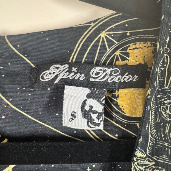 Spin Doctor Hell Bunny Y2K Pentagram Constellations Gothic Black Mini Dress S - Picture 5 of 15